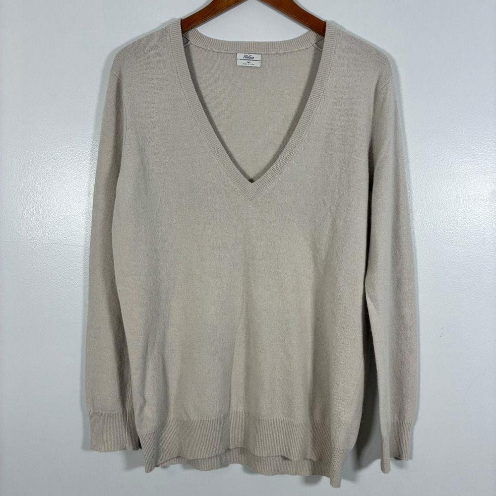 Wallace Sweater M Beige Cashmere Lambswool Angora Knit Pullover Luxury Old Money
